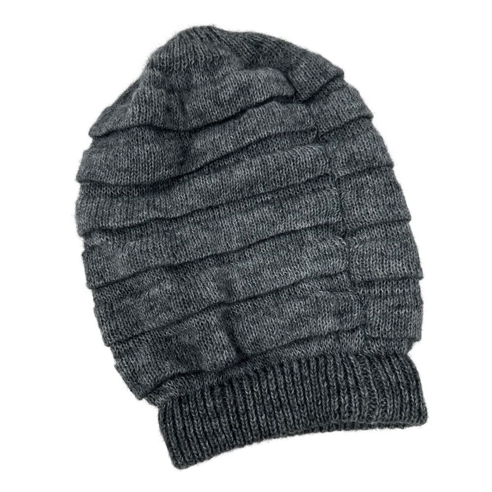 Fratelli Talli Italy‎ Grey Acrylic Wool Mohair Blend Ribbed Beanie